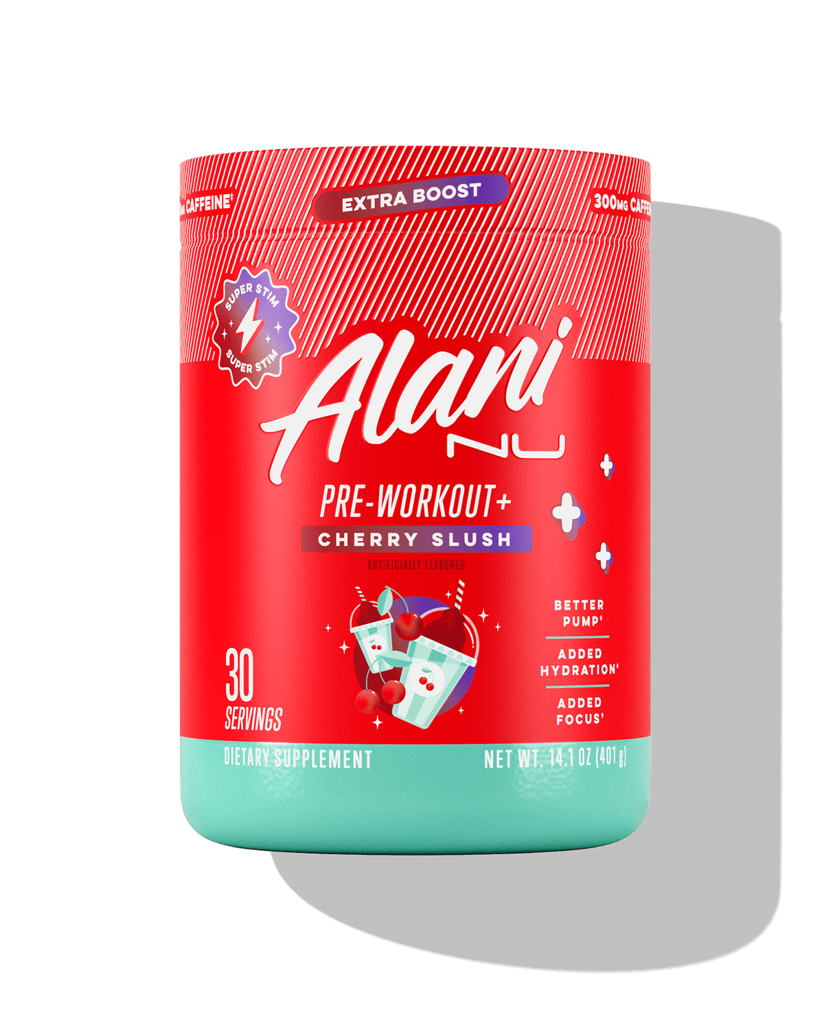 Alani Nu preworkout supplement Cherry Slush flavor designed to support better pump, hydration, and focus.